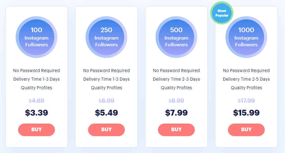 Instagram followers price on ViralGrowing